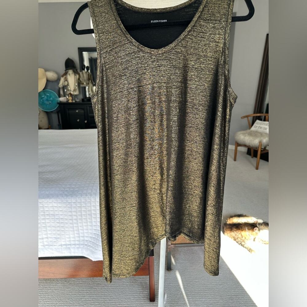 Eileen Fisher Metallic Gold Tank Top, size large - Picture 2 of 10